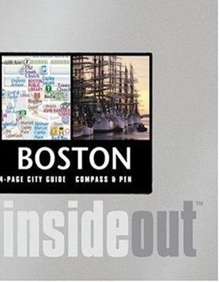 Book cover of 'Boston insideout' with a ship illustration and city guide text.